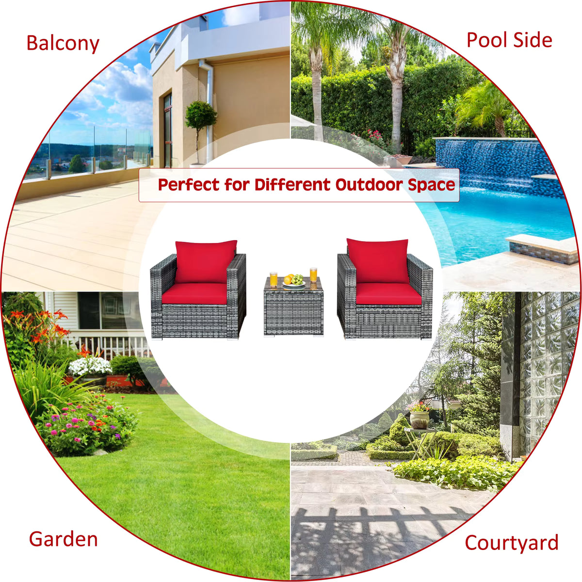Decor Base Red Outdoor Patio Furniture